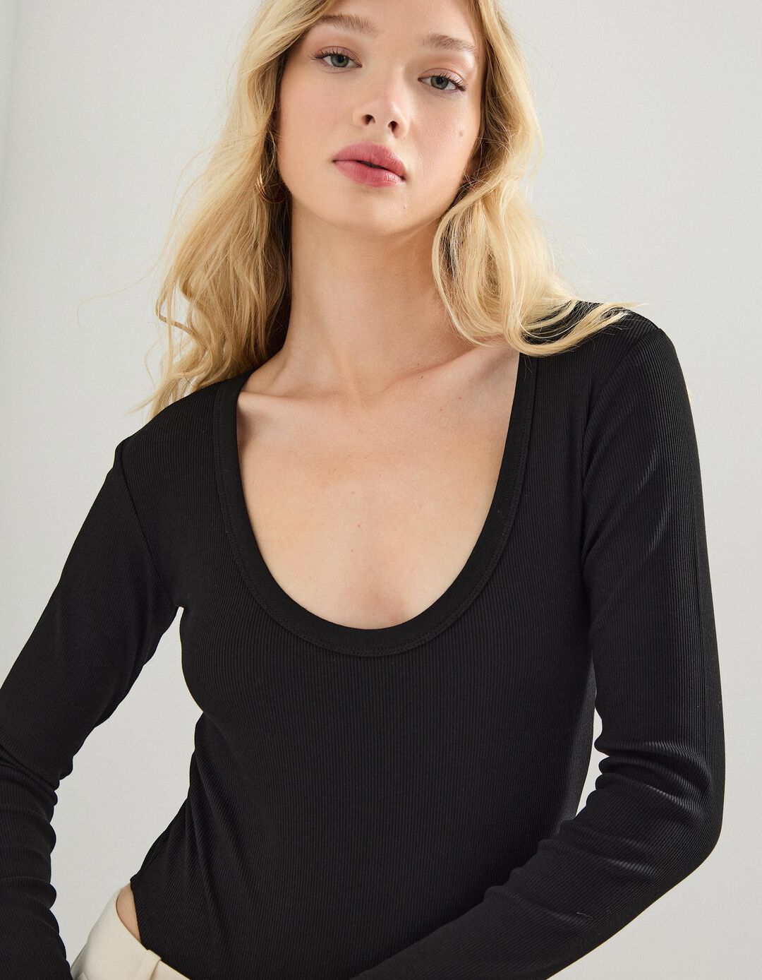 Body de Manga Comprida, Mulher, Preto