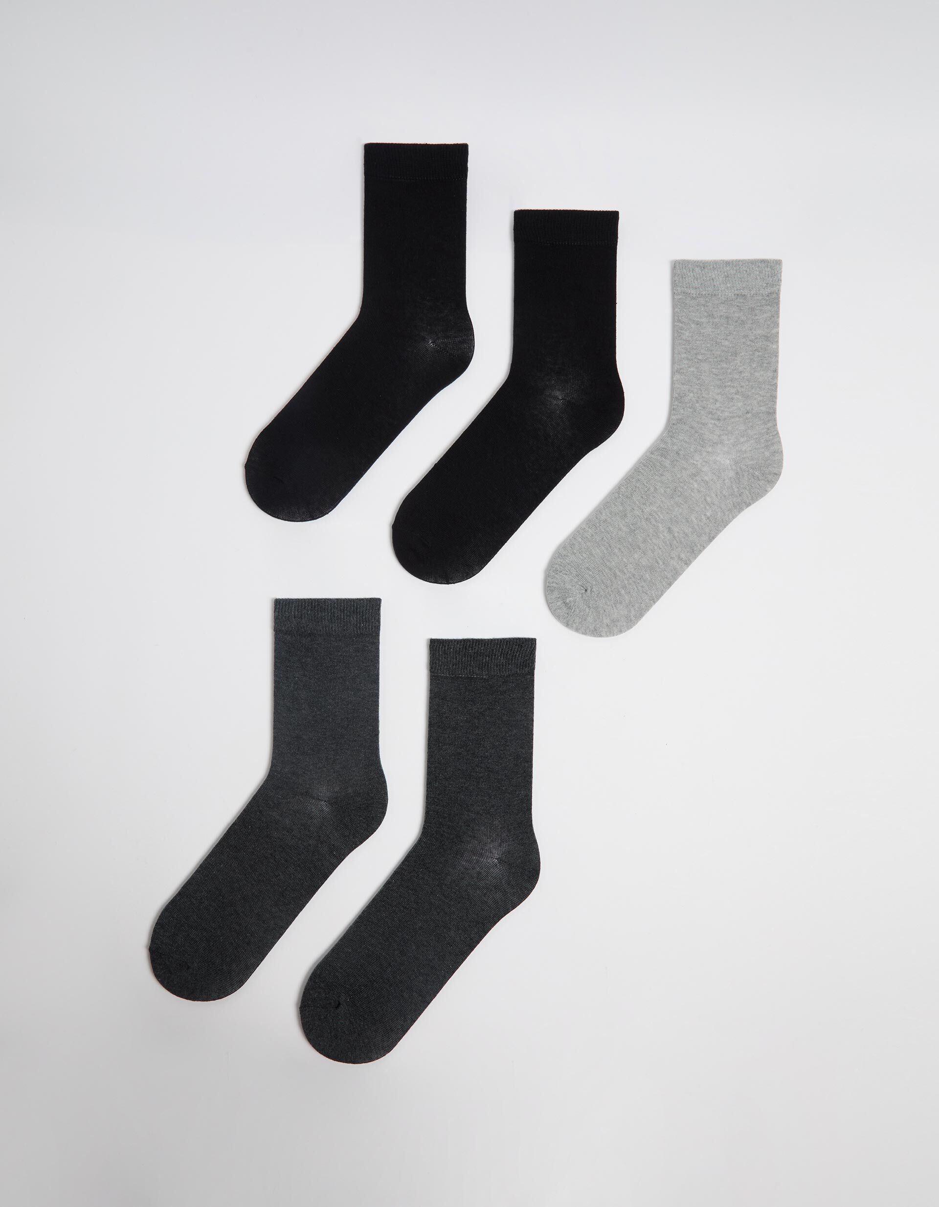 Comprar Online Pack 5 Pares de Meias Lisas, Homem, Cinzento Escuro