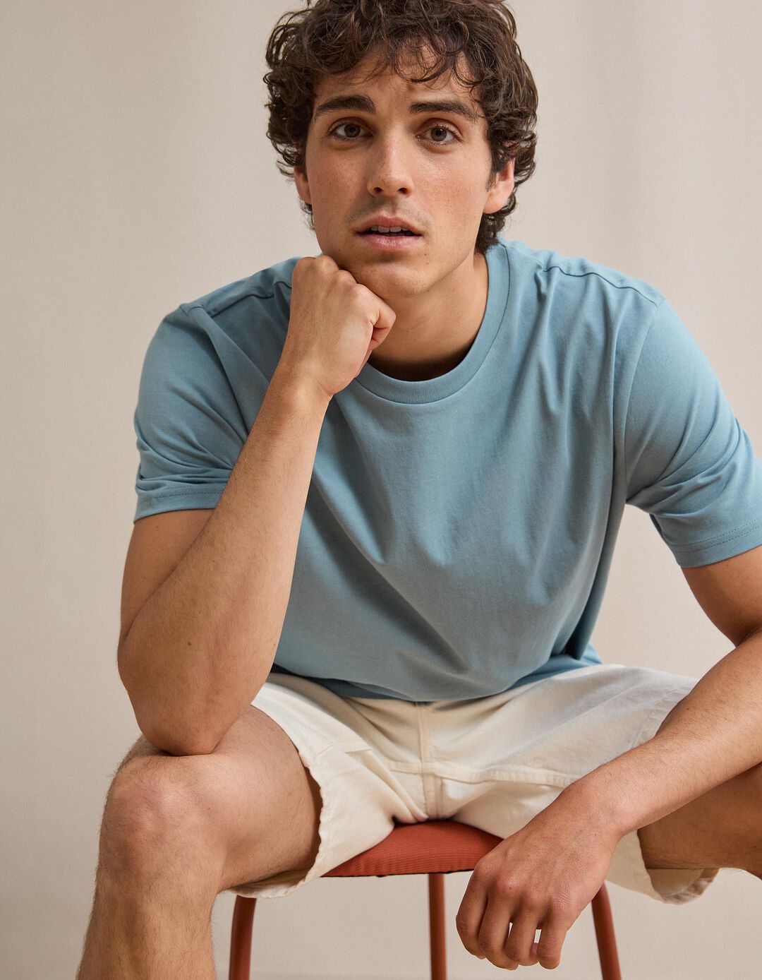 T-shirt Manga Curta, Homem, Azul Claro