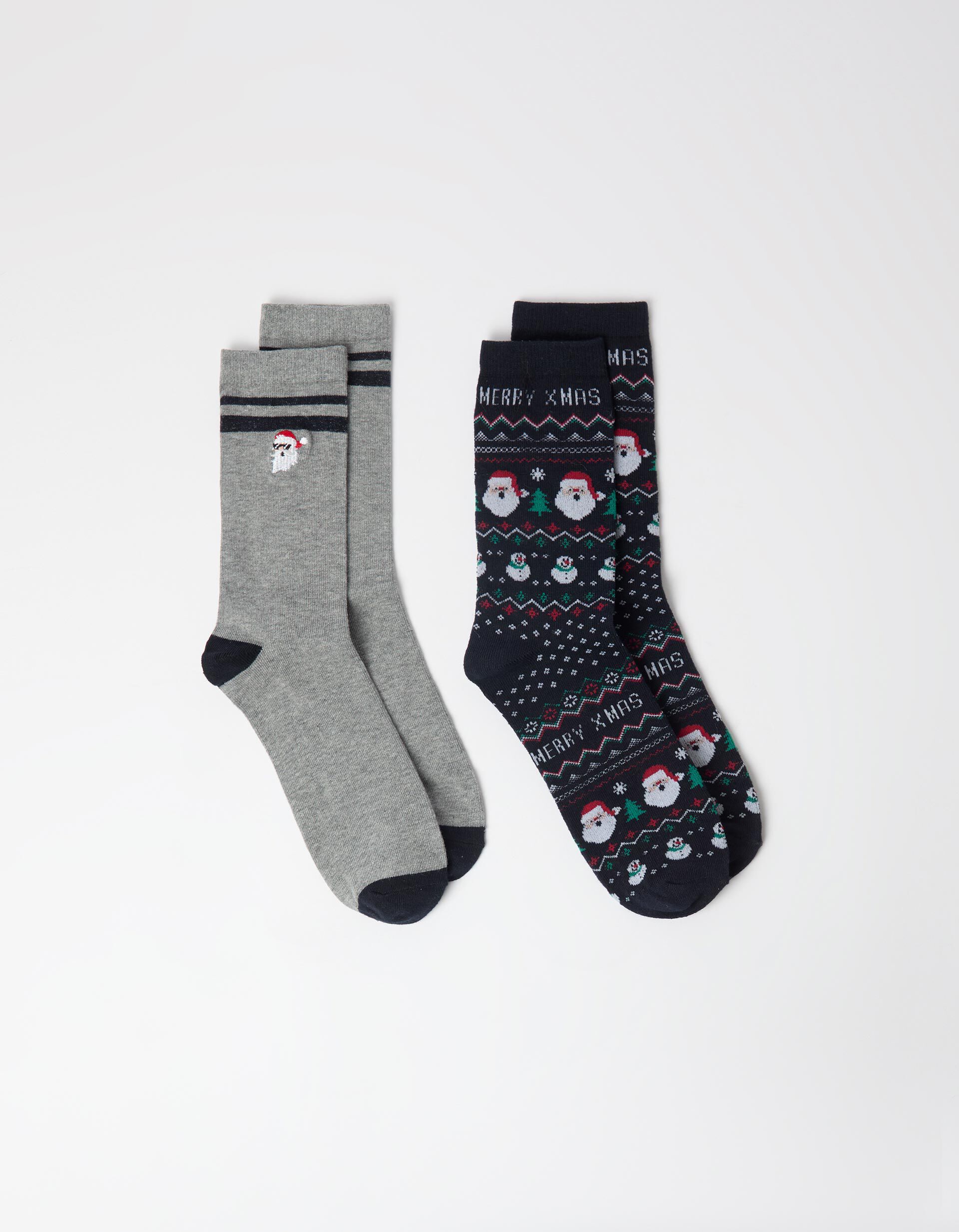 Comprar Online Pack 2 Pares De Meias De Natal, Homem, Cinzento Escuro
