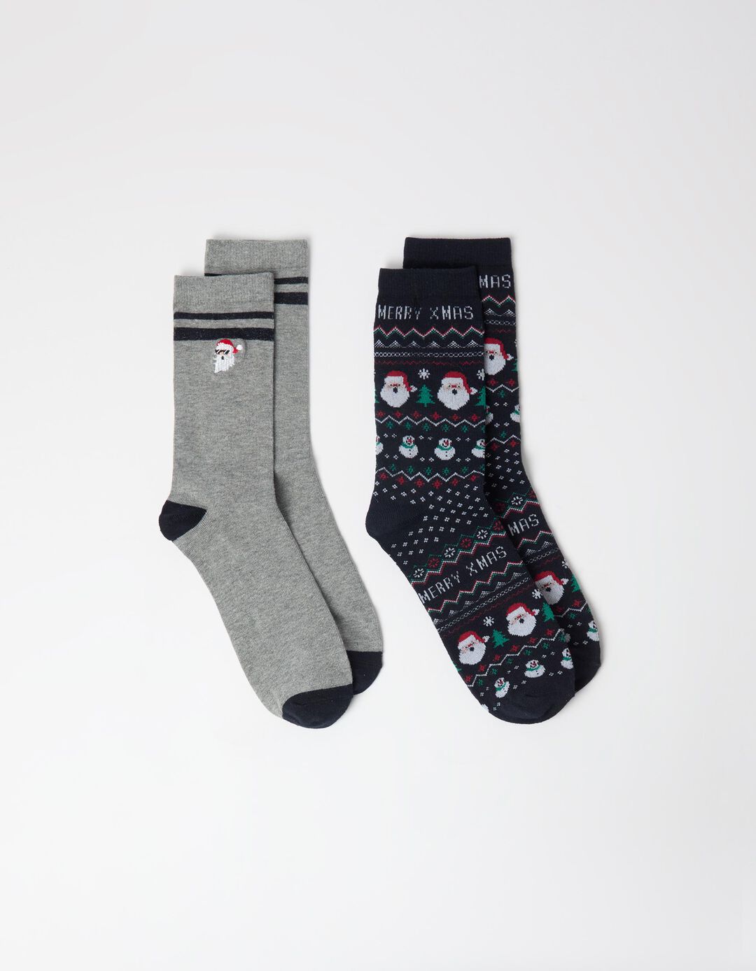 Pack 2 Pares De Meias De Natal, Homem, Cinzento Escuro