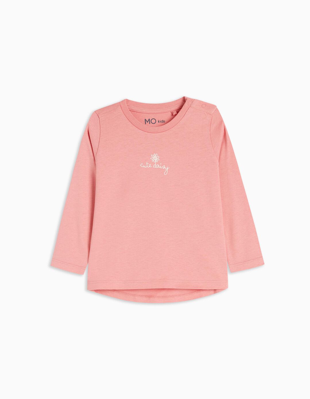 Printed Long Sleeve T-shirt, Baby Girl, Light Pink