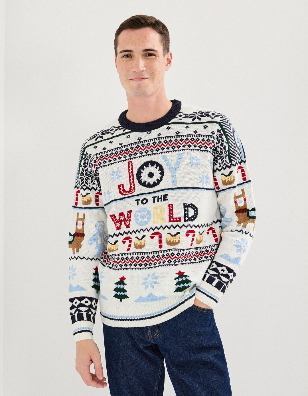Camisola Natal de Malha, Homem, Bege 
