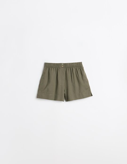 Comprar Online Cal&ccedil;&otilde;es com Linho, Mulher, Verde Escuro