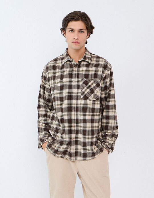 Comprar Online Camisa De Flanela Xadrez, Homem, Bege 