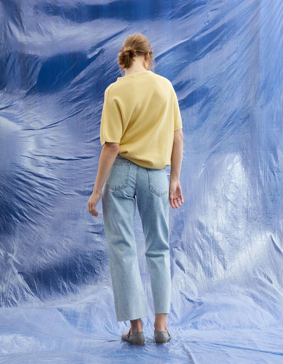 Cal&ccedil;as de Ganga Cropped 'Straight Fit', Mulher, Azul Claro