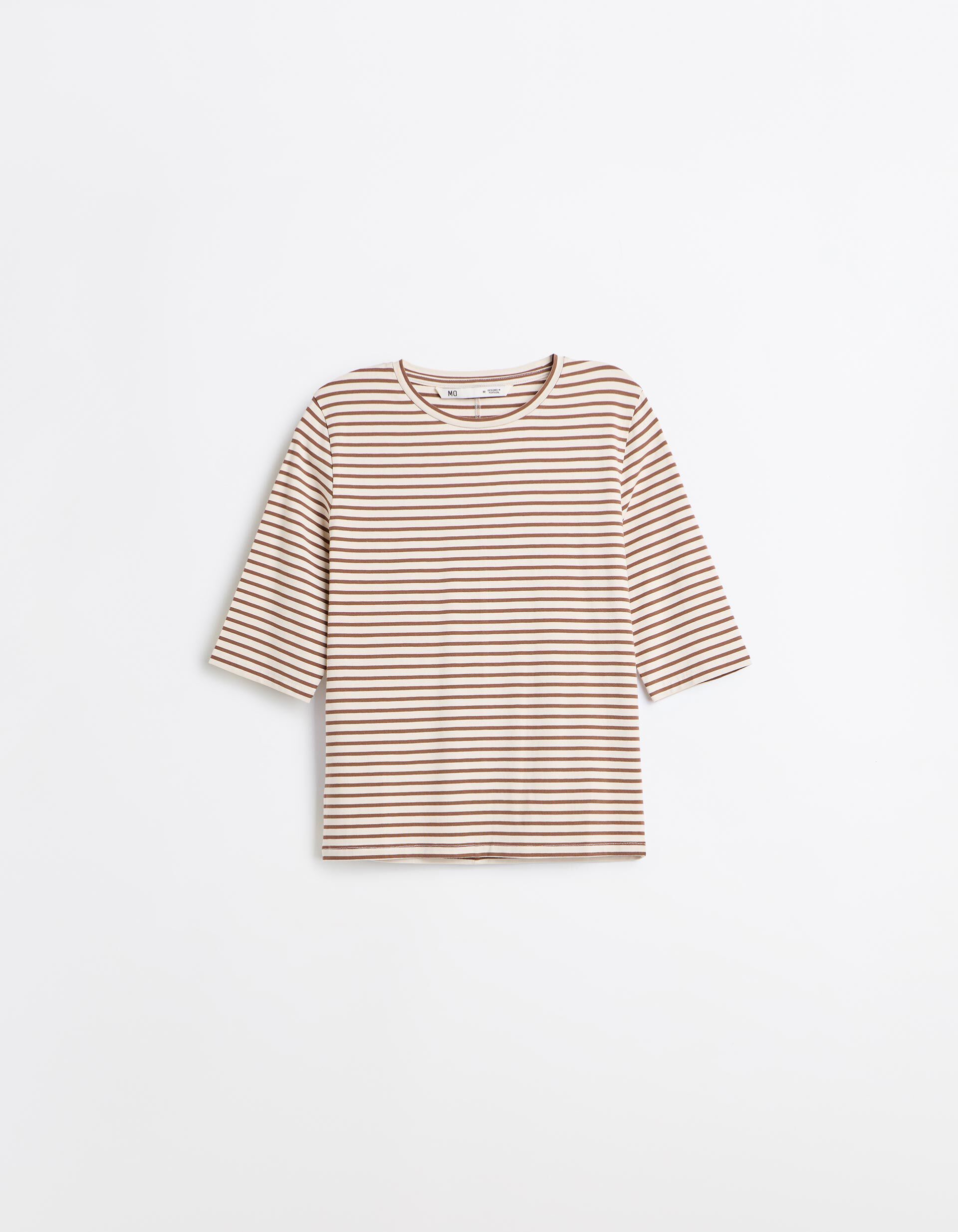 Comprar Online T-shirt &Agrave;s Riscas, Mulher, Castanho