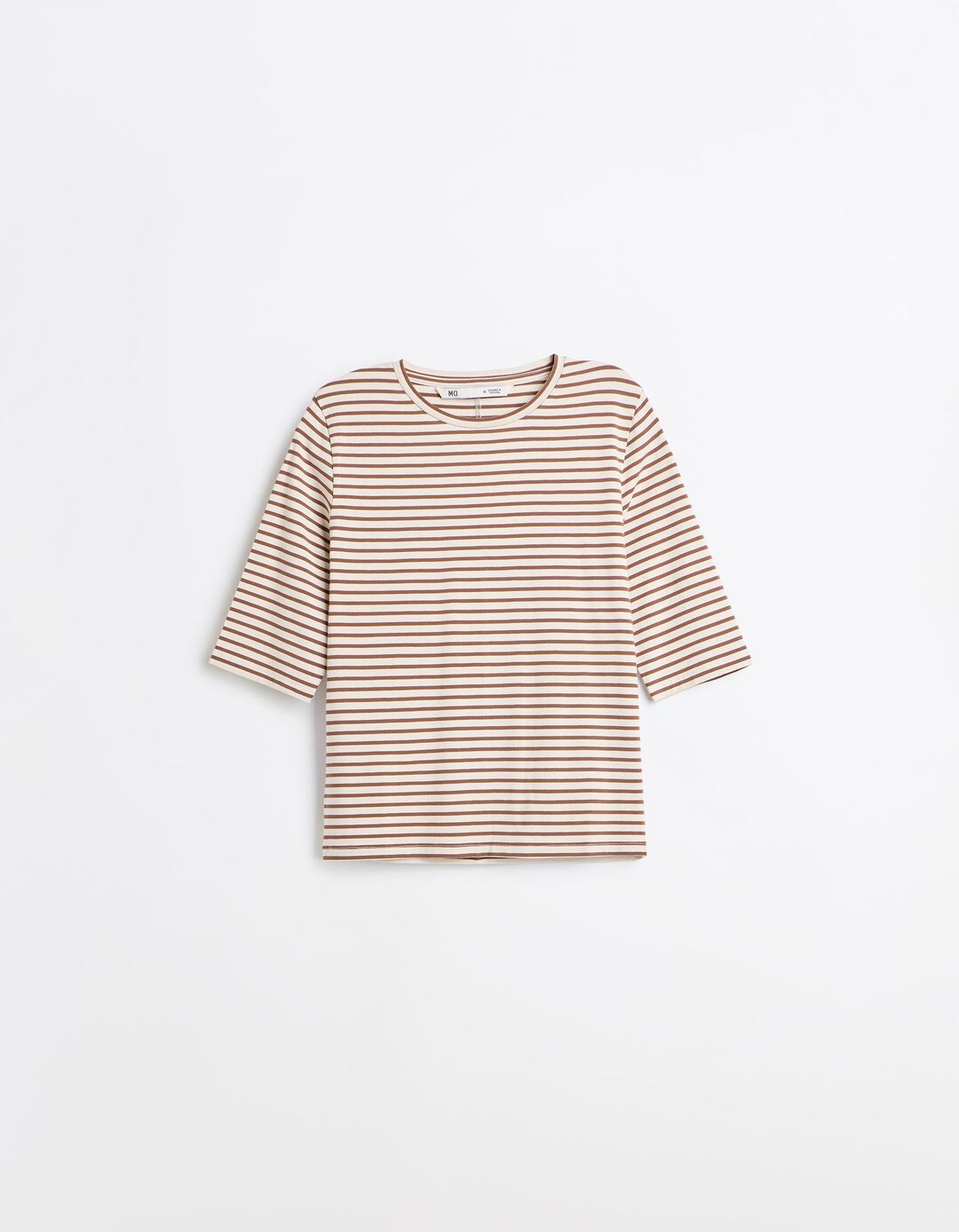 T-shirt &Agrave;s Riscas, Mulher, Castanho