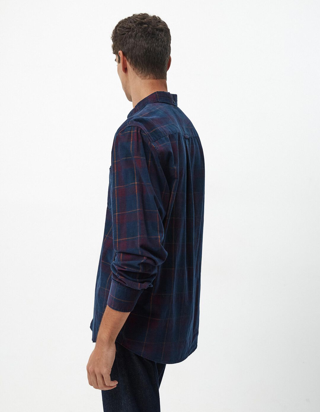 Camisa de Manga Comprida Xadrez, Homem, Azul Escuro