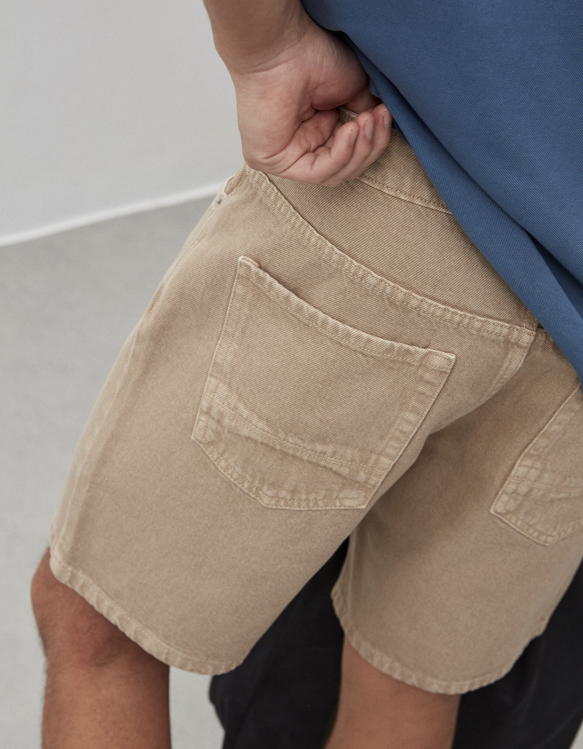 Denim Shorts Men Beige