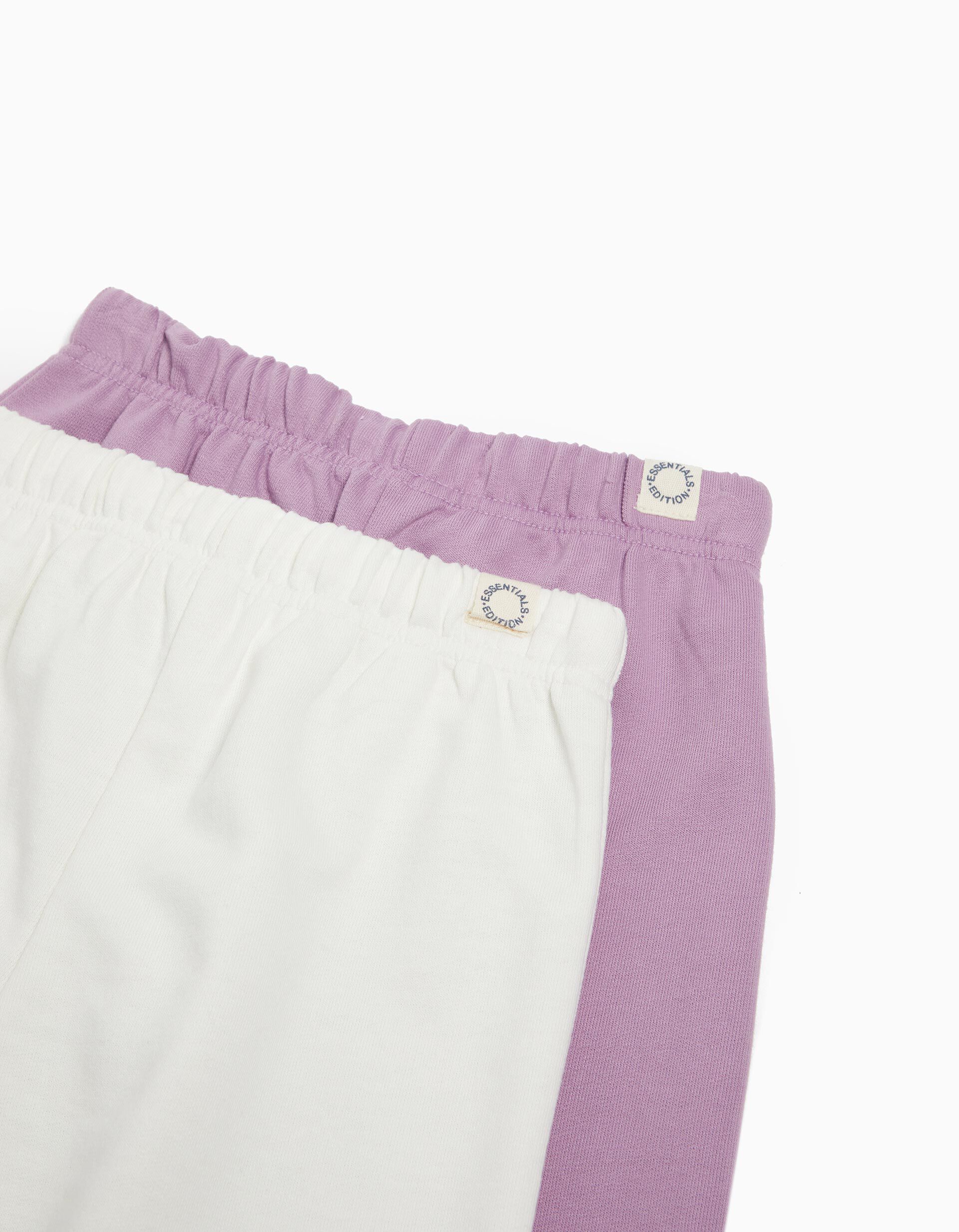Comprar Online Pack 2 Joggers de Felpa, Beb&eacute; Menina, Lil&aacute;s/Bege Claro