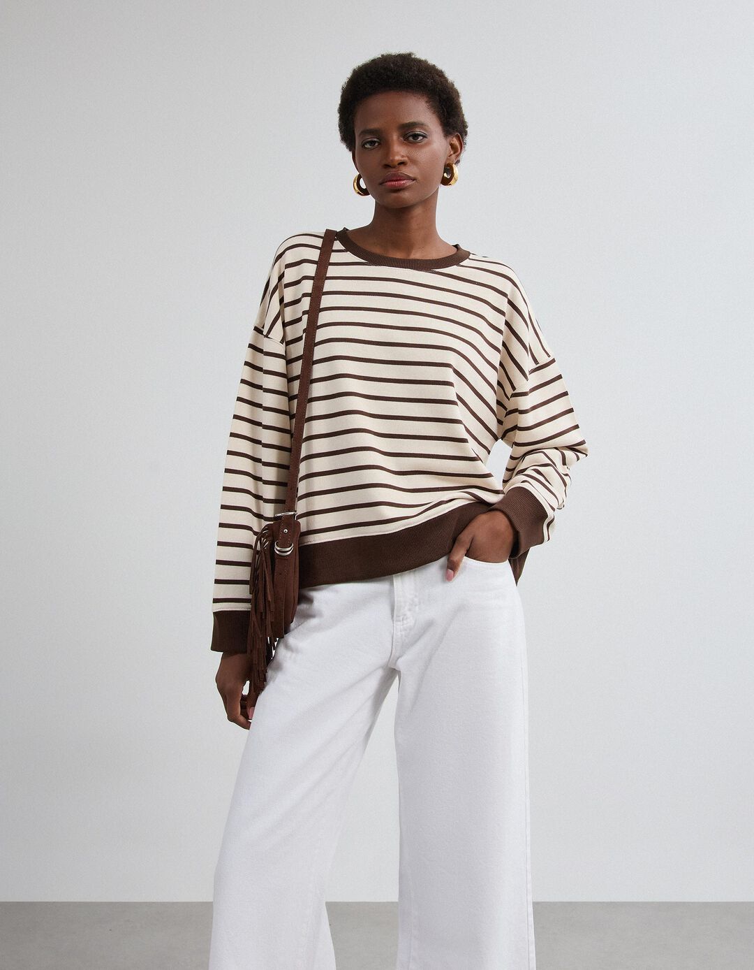Sweatshirt Jogging, Mulher, Castanho Escuro