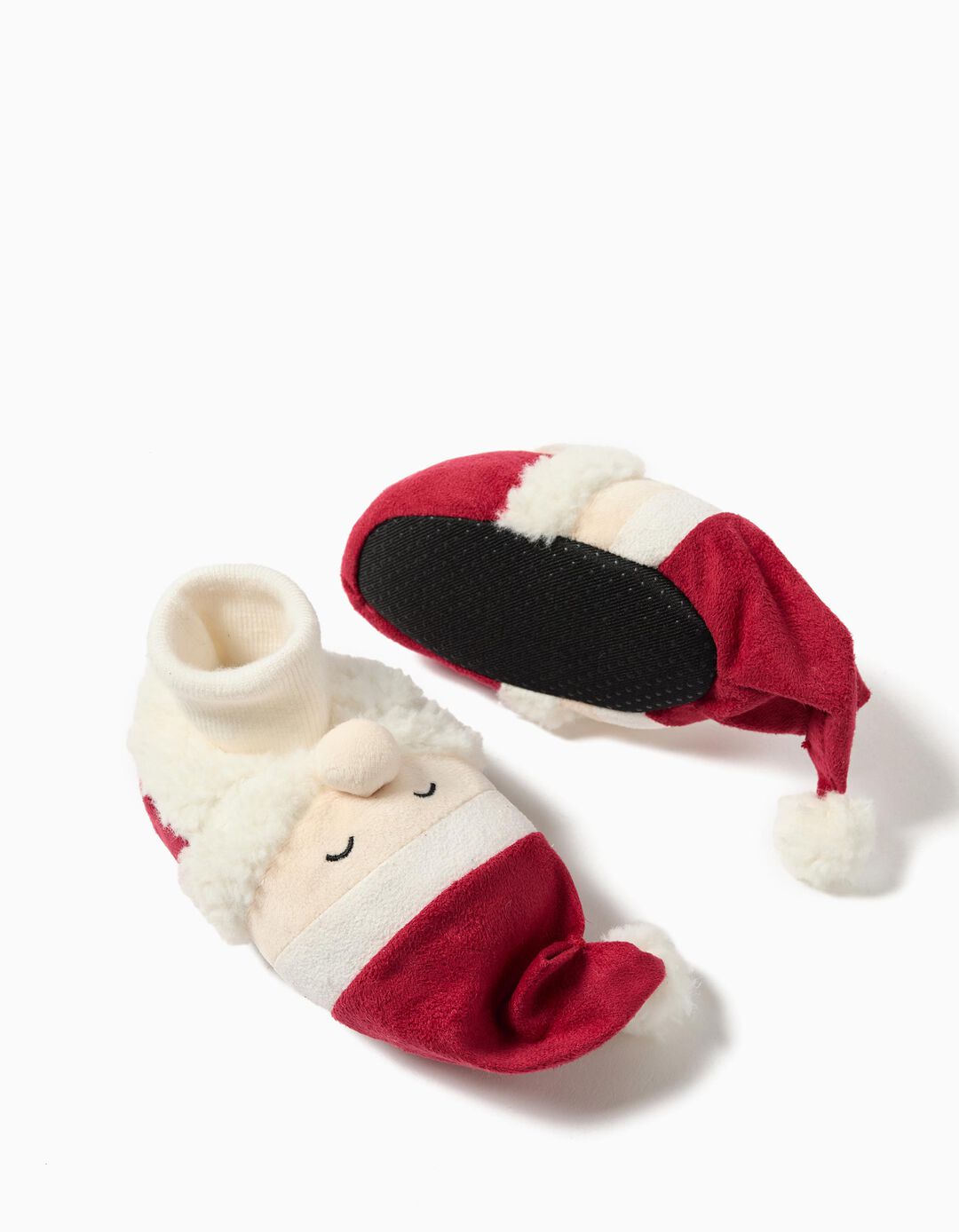 Chinelos de Natal com Meia, Menina, Vermelho
