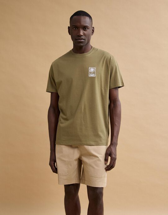 Comprar Online T-shirt Jersey Estampada, Homem, Verde Escuro