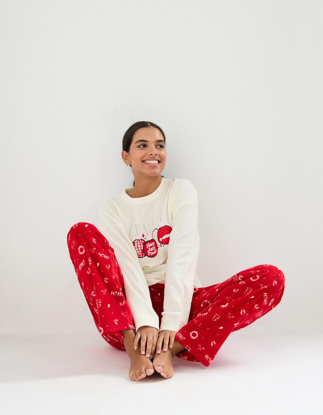 Pijama Polar Natal, Mulher, Branco