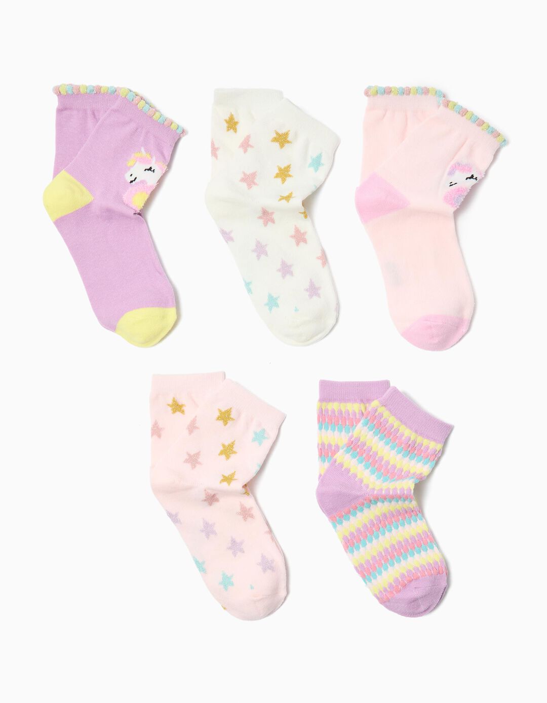 Pack 5 Pares de Meias, Menina, Multicor
