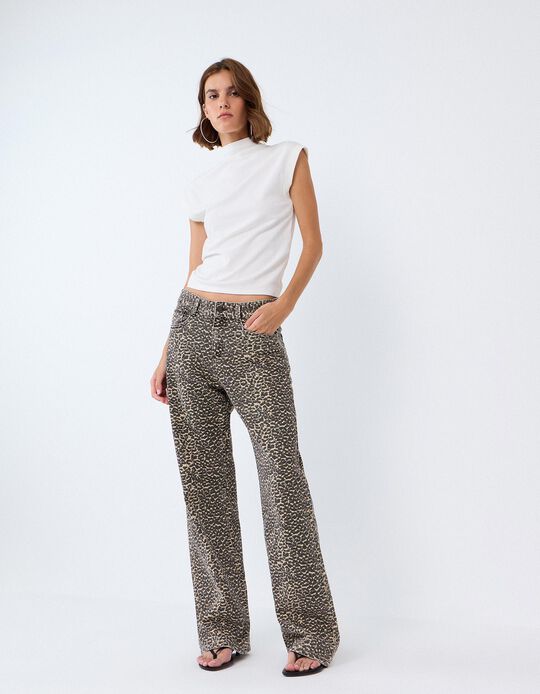 Comprar Online Cal&ccedil;as De Ganga Wide Leg, Mulher, Bege Escuro