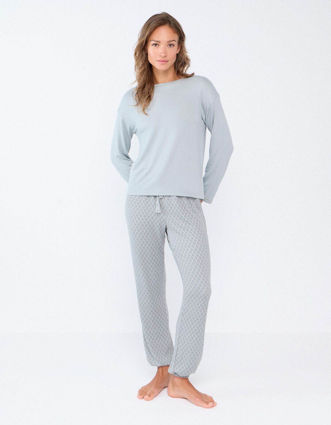 Pijama De Malha, Mulher, Azul Claro