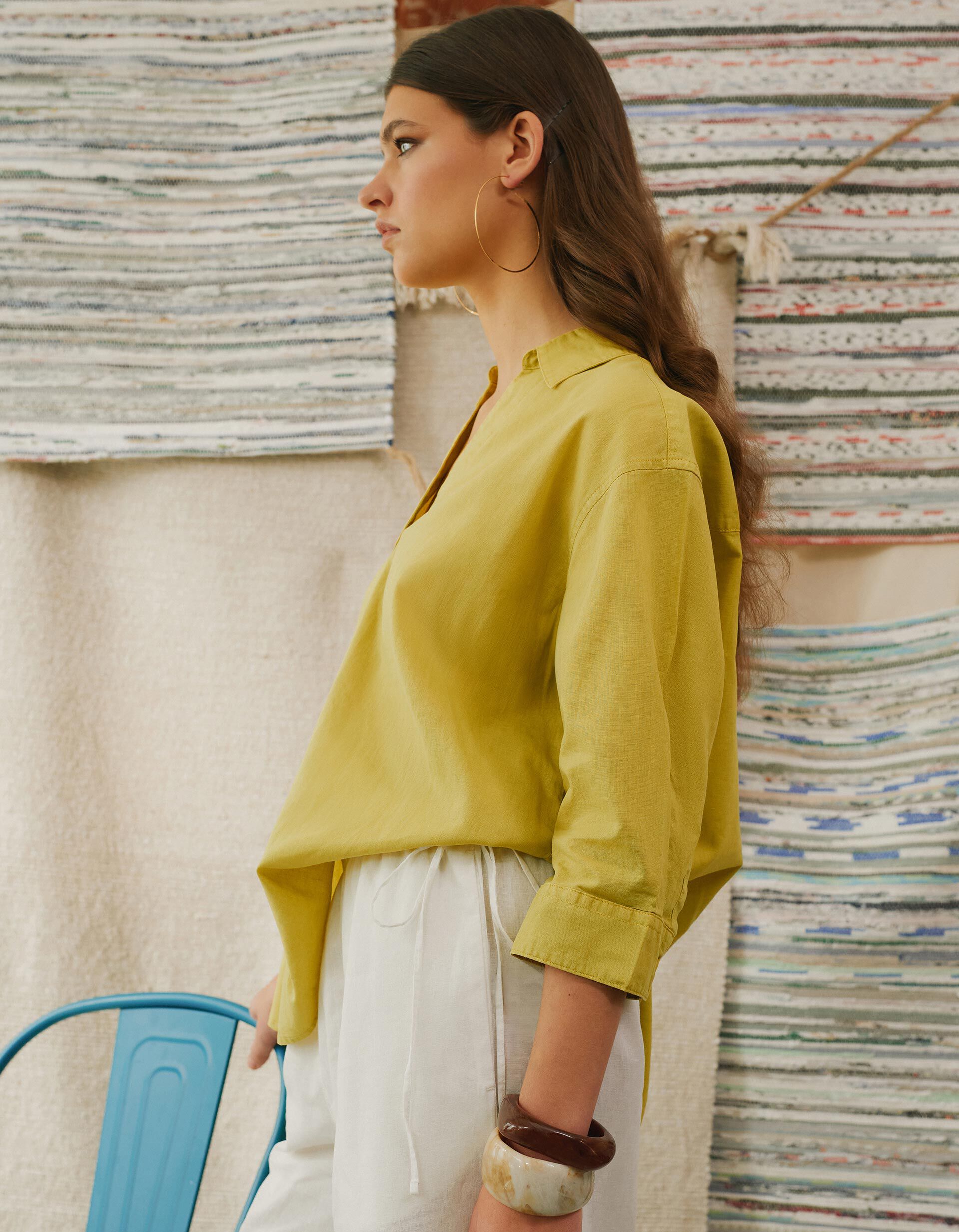 Comprar Online Blusa com Linho, Mulher, Verde