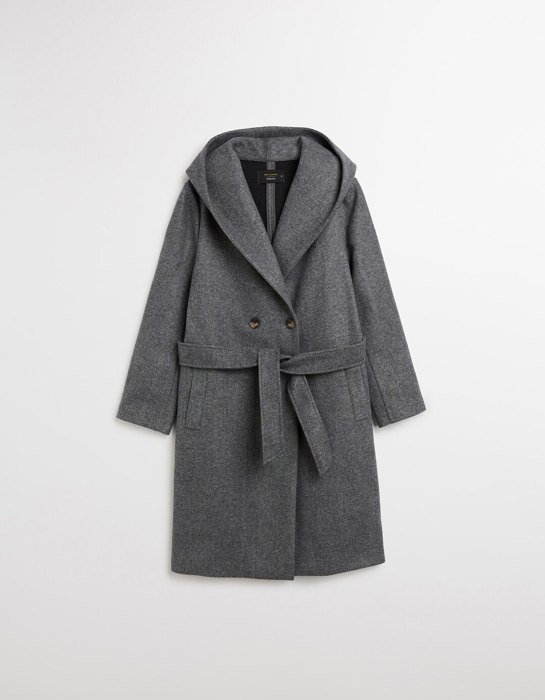 Casaco Comprido com Capuz, Mulher, Cinzento Escuro