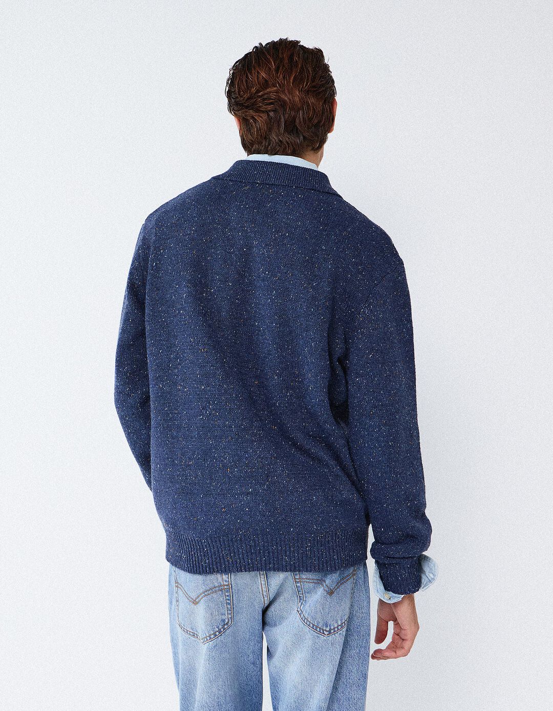 Polo Tricotado, Homem, Azul Escuro
