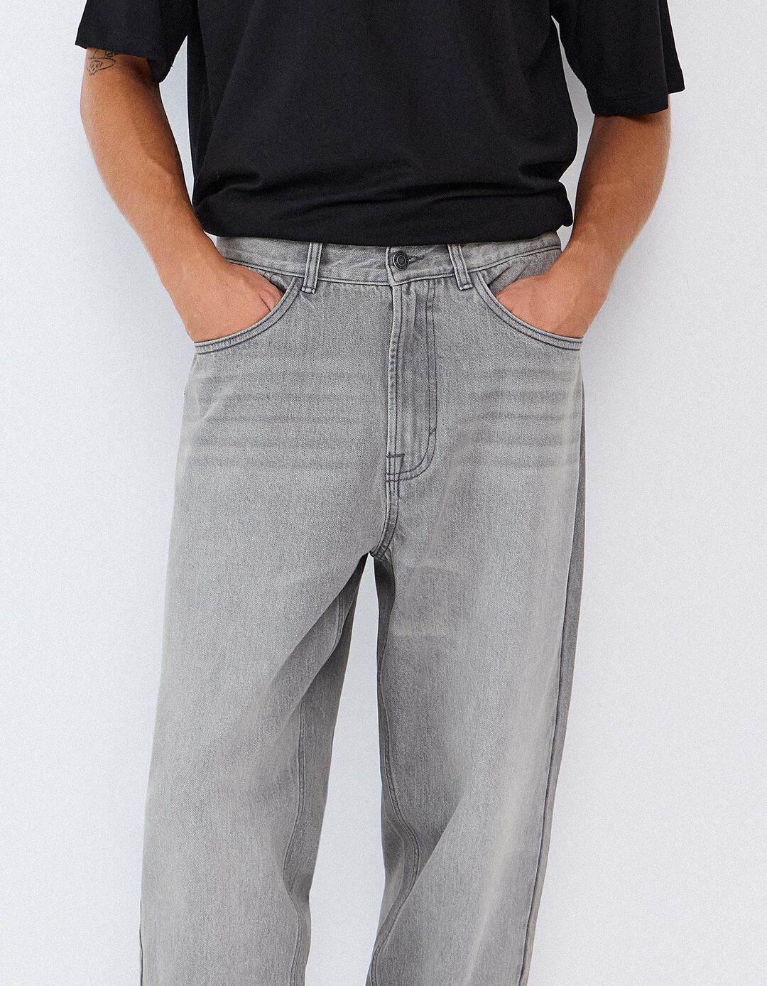 Cal&ccedil;as De Ganga Loose Fit, Homem, Cinzento Claro