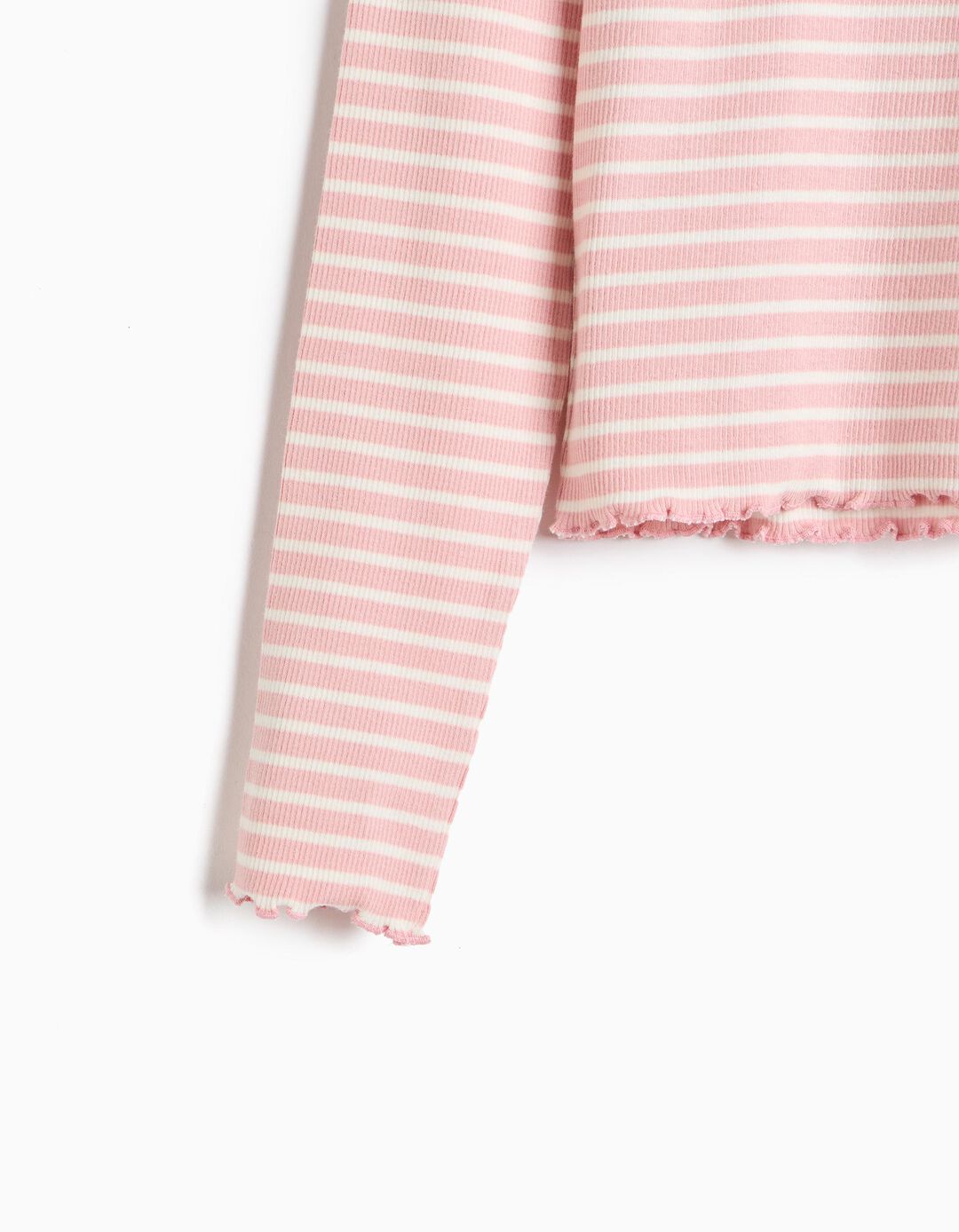 Camisola Cropped &Agrave;s Riscas, Menina, Rosa