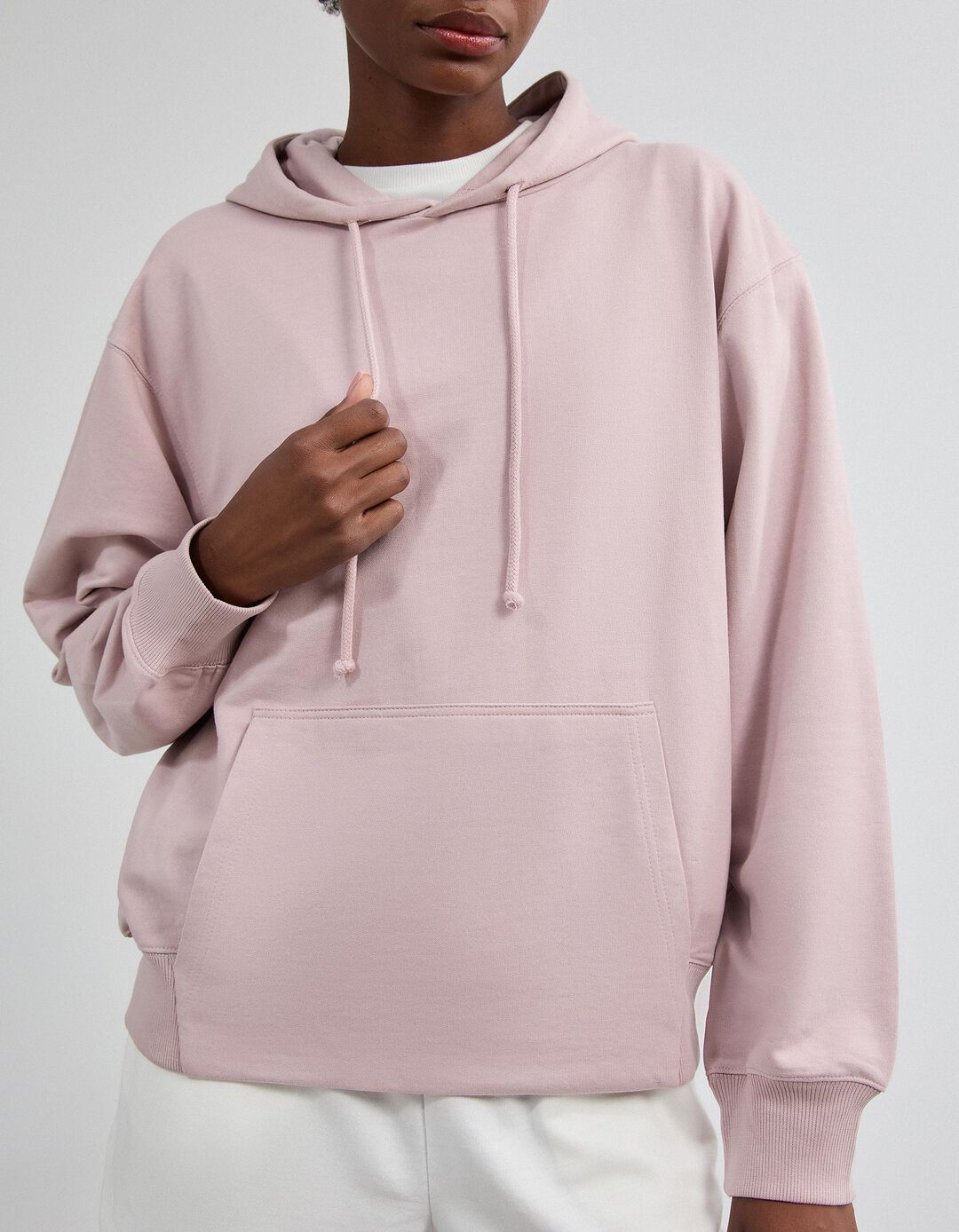 Sweatshirt Com Capuz, Mulher, Rosa Claro