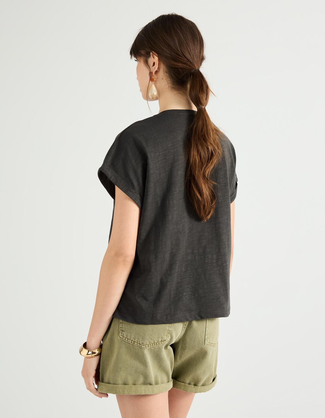 T-shirt, Mulher, Cinzento Escuro