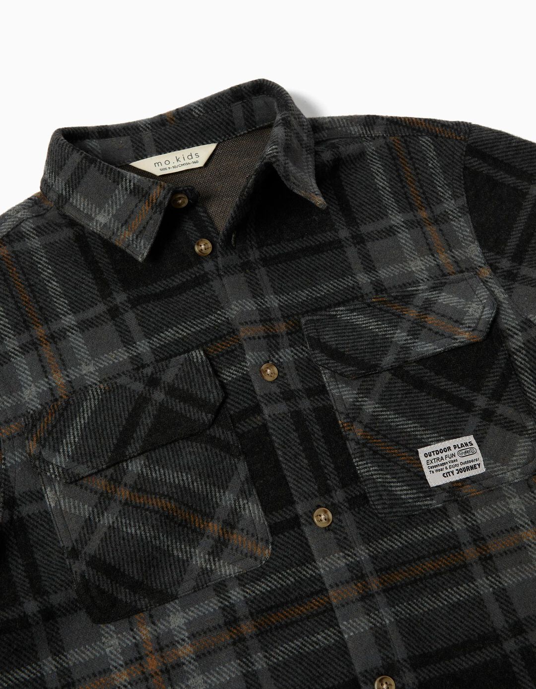 Sobrecamisa Xadrez, Menino, Cinzento Escuro 