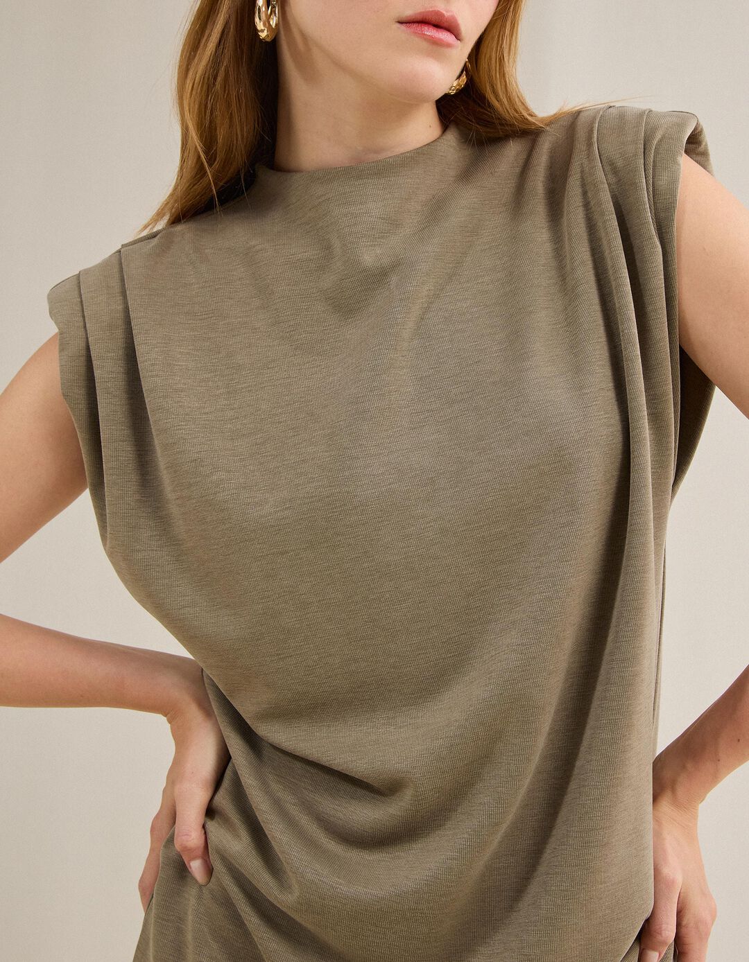 Vestido Comprido, Mulher, Bege Escuro