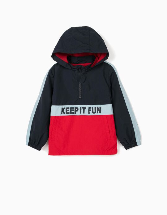 Windcheater for Boys, 'Keep it Fun', Blue/Red