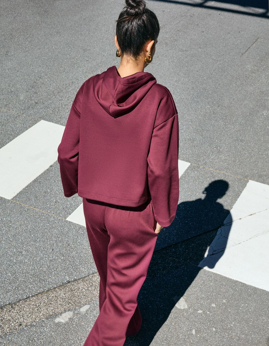Sweatshirt com Capuz, Mulher, Vermelho Escuro