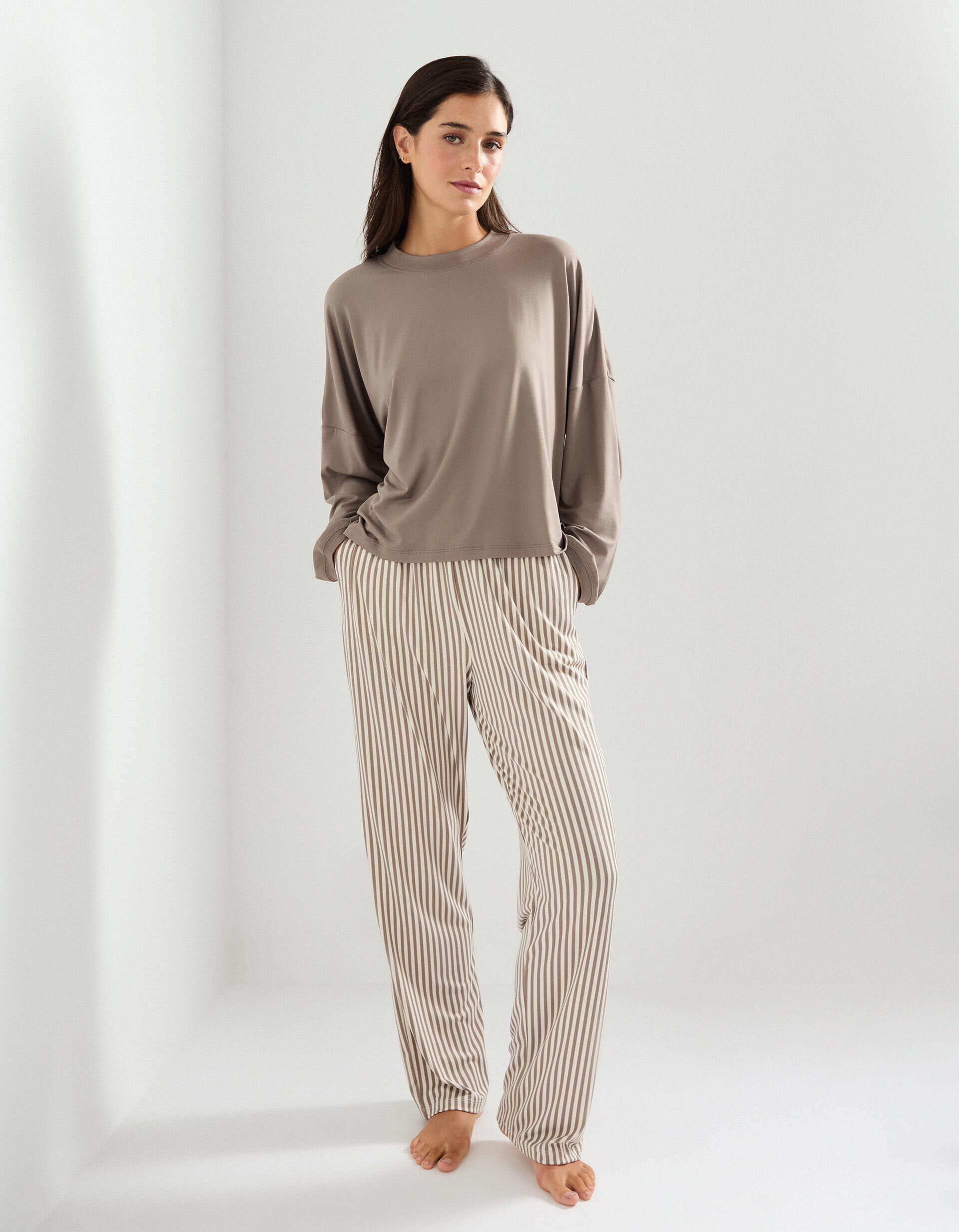 Pijama Riscas, Mulher, Cinzento