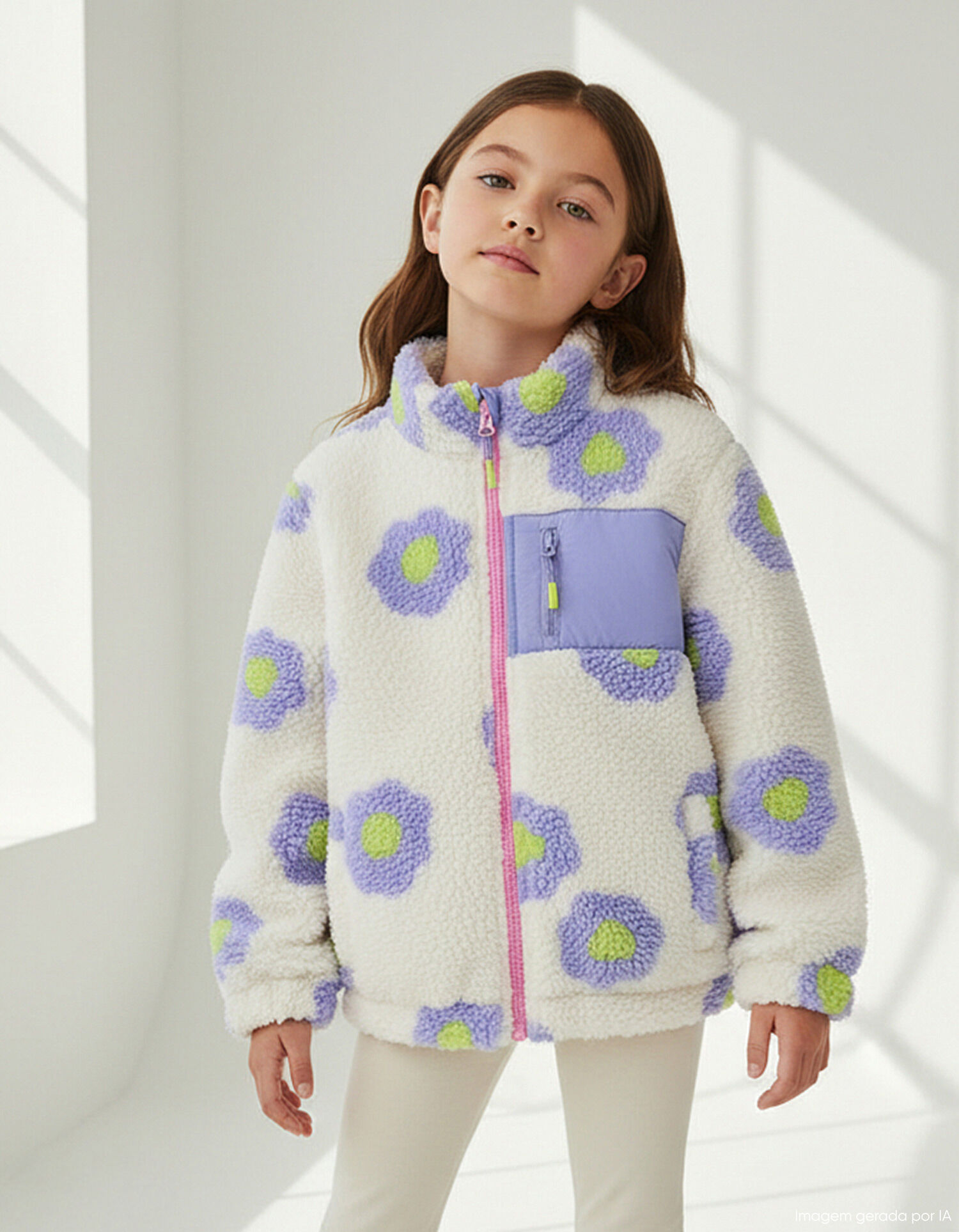 Comprar Online Casaco de Sherpa, Menina, Branco