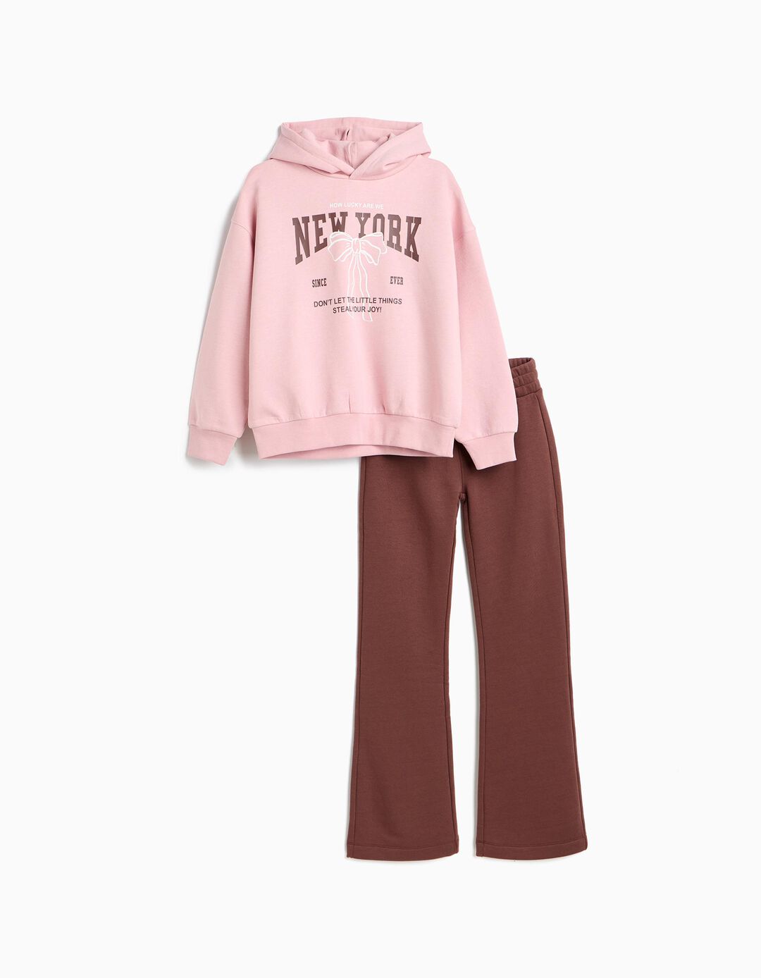 Conjunto De Felpa, Menina, Castanho