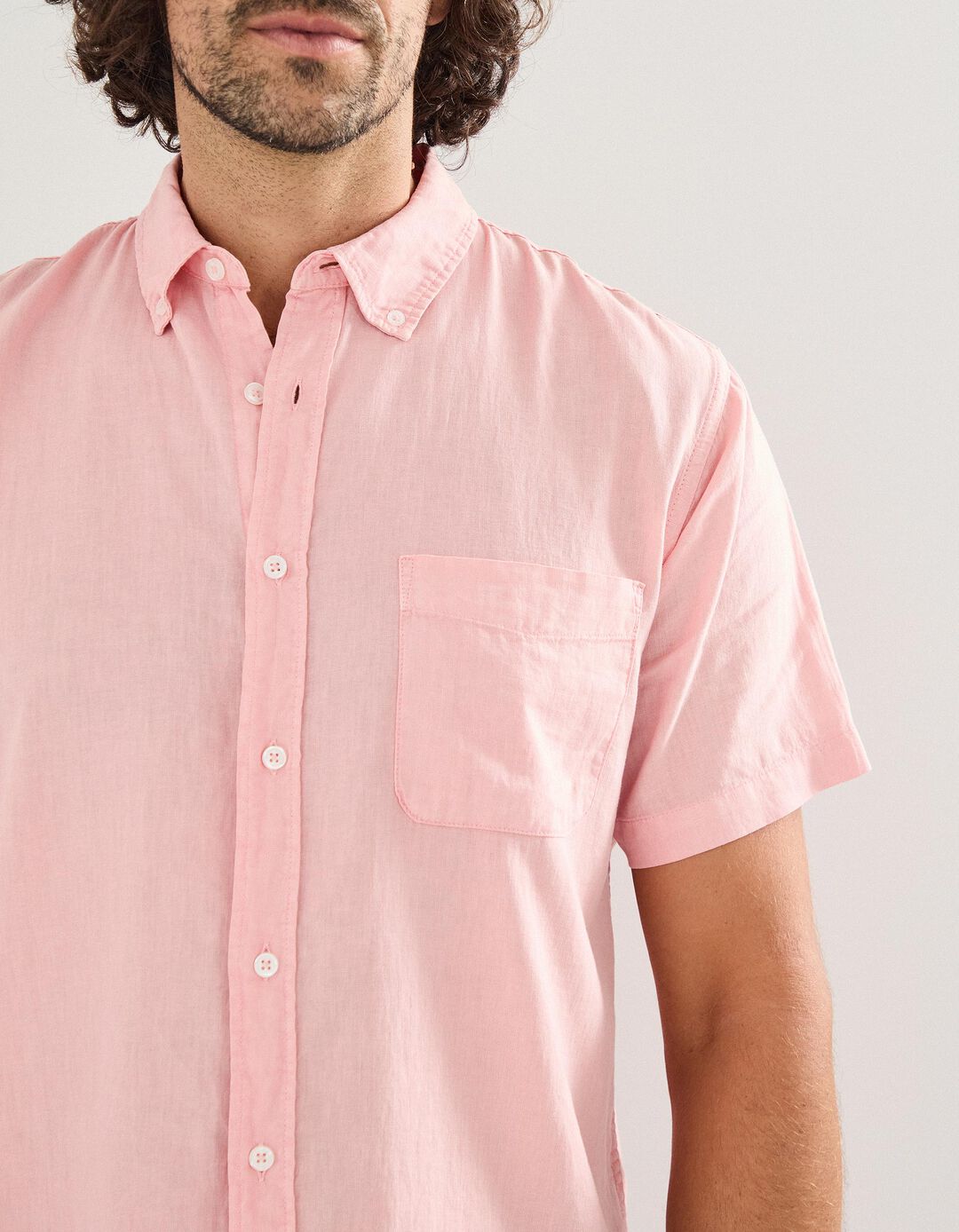 Camisa com Linho, Homem, Rosa Claro