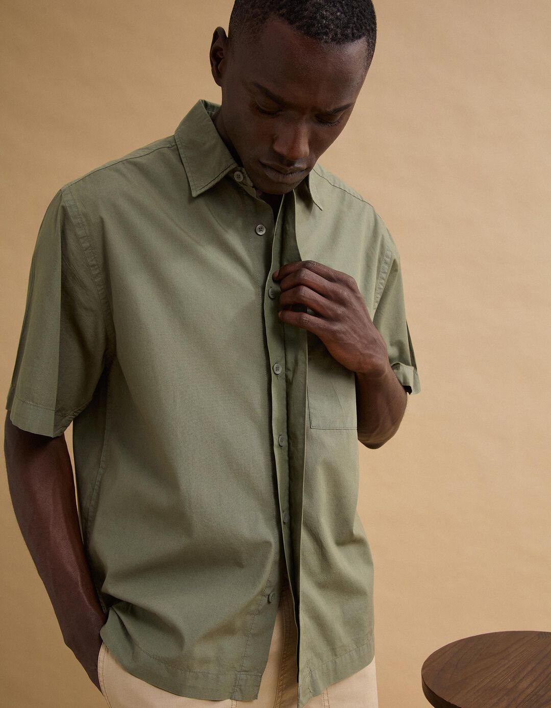 Camisa Popline, Homem, Verde Escuro