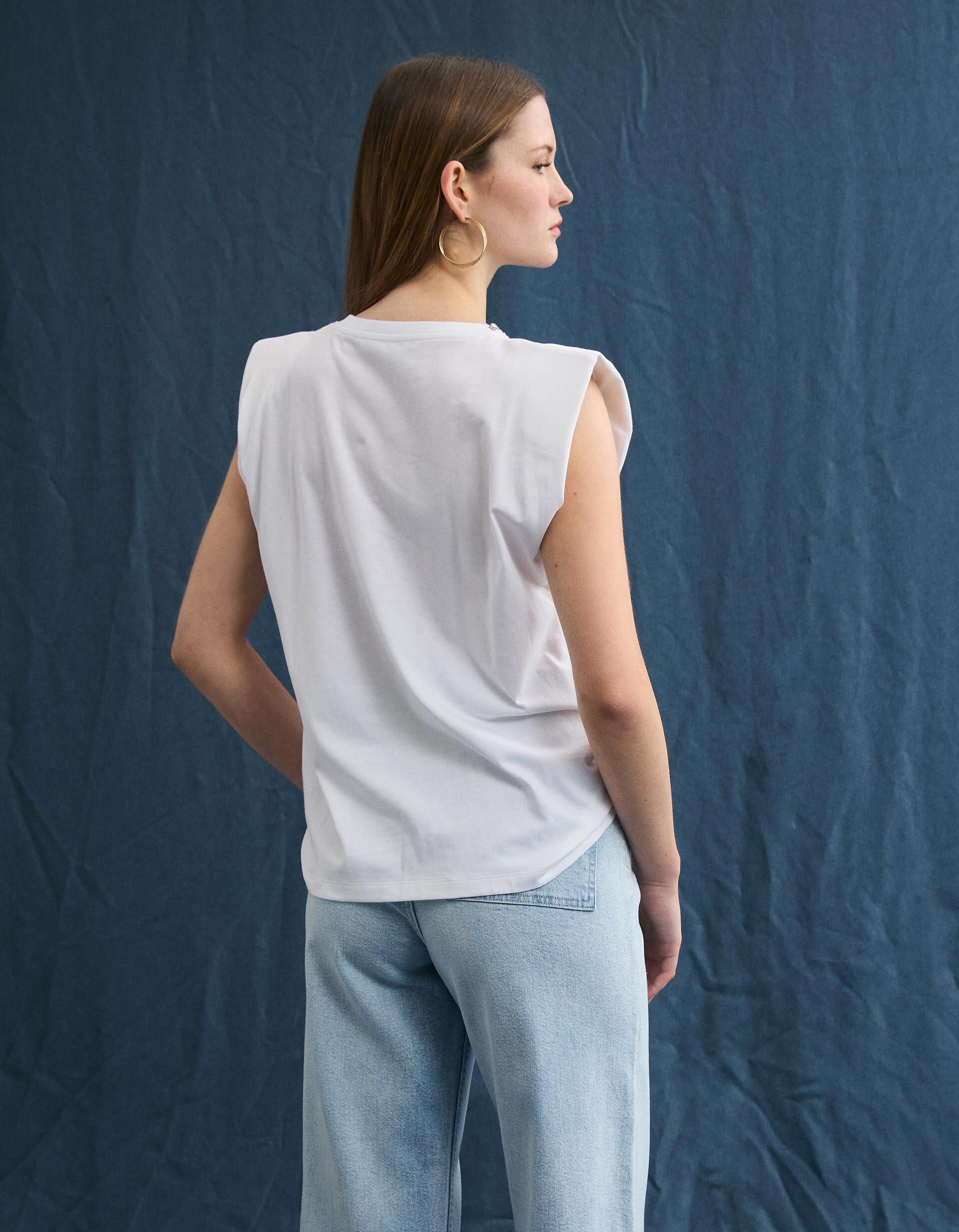 Comprar Online T-shirt Ombreiras, Mulher, Branco