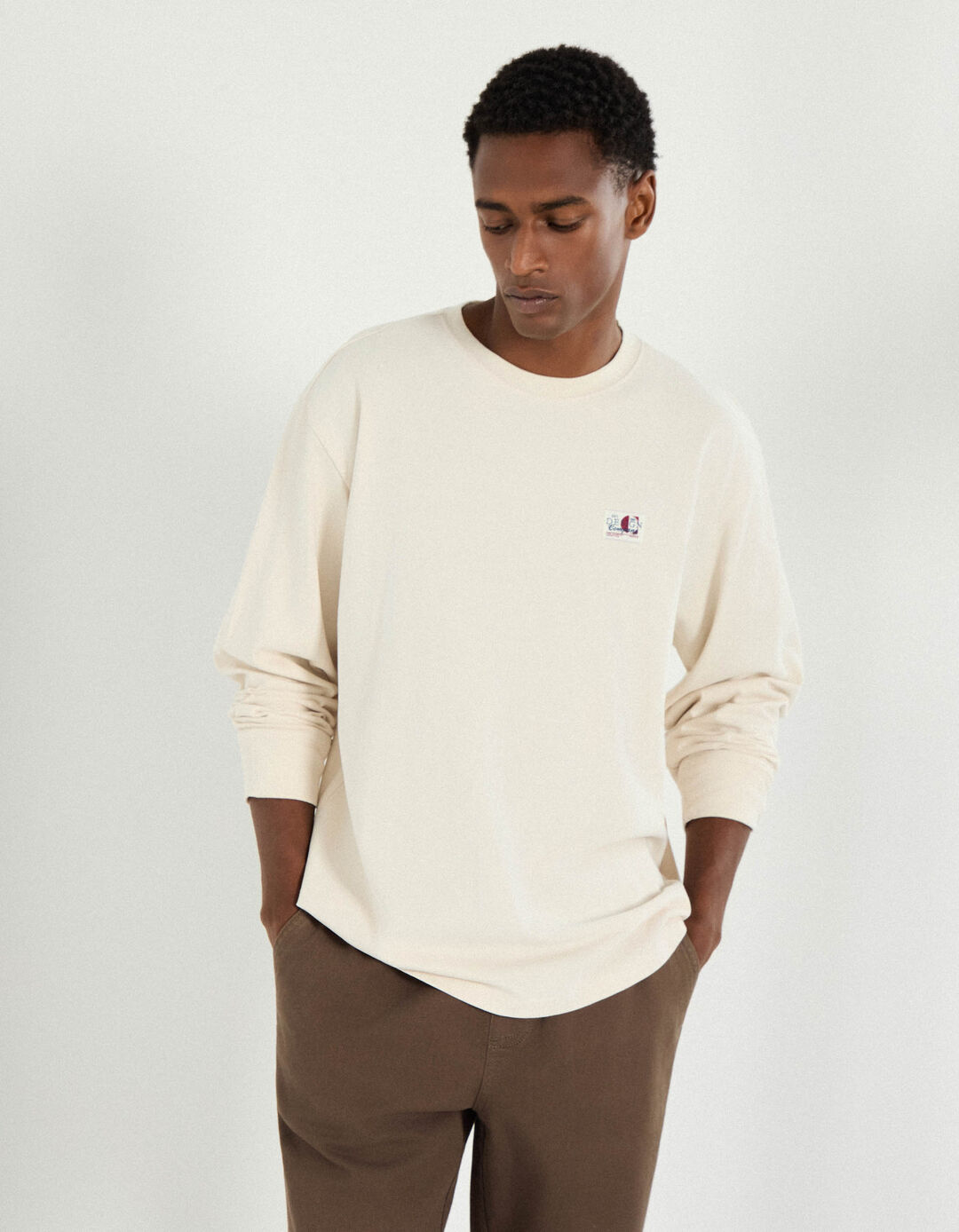 T-shirt de Manga Comprida, Homem, Cinzento Claro 