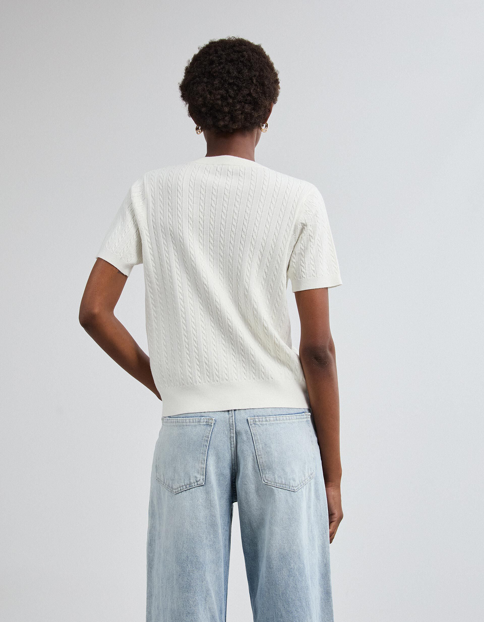 Comprar Online Camisola Tricotada Manga Curta, Mulher, Cru