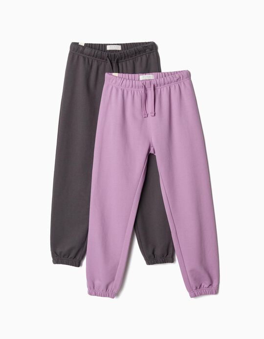 Comprar Online Pack 2 Joggers de Felpa, Menina, Lilás Escuro/Cinzento Escuro