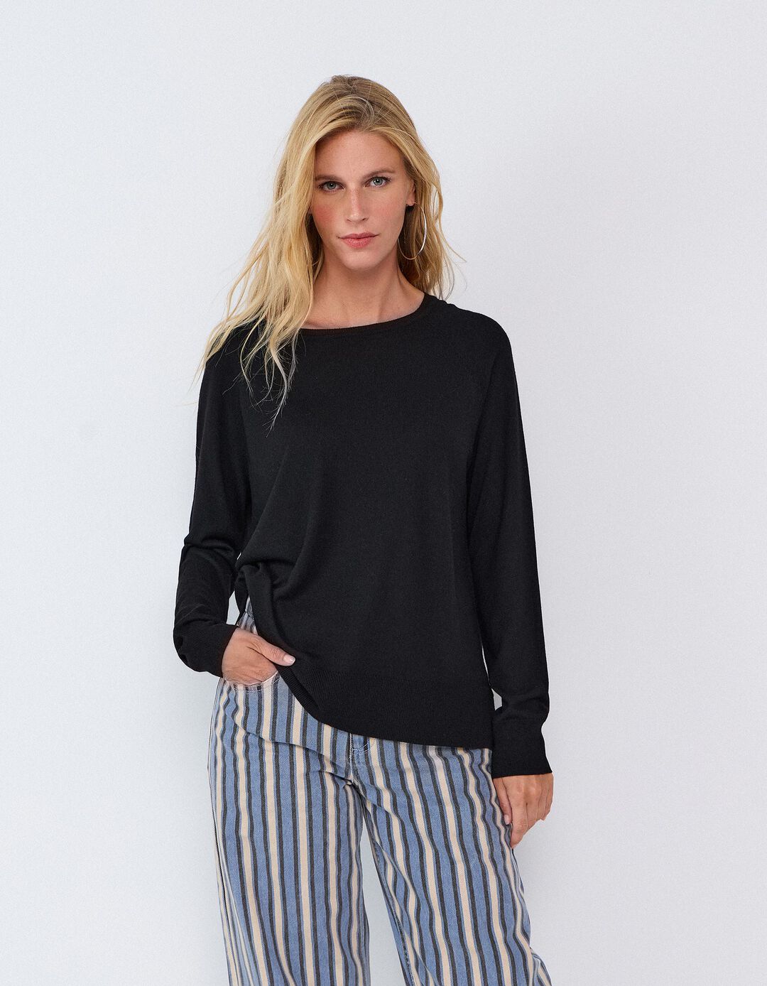 Sweater De Manga Comprida, Mulher, Preto