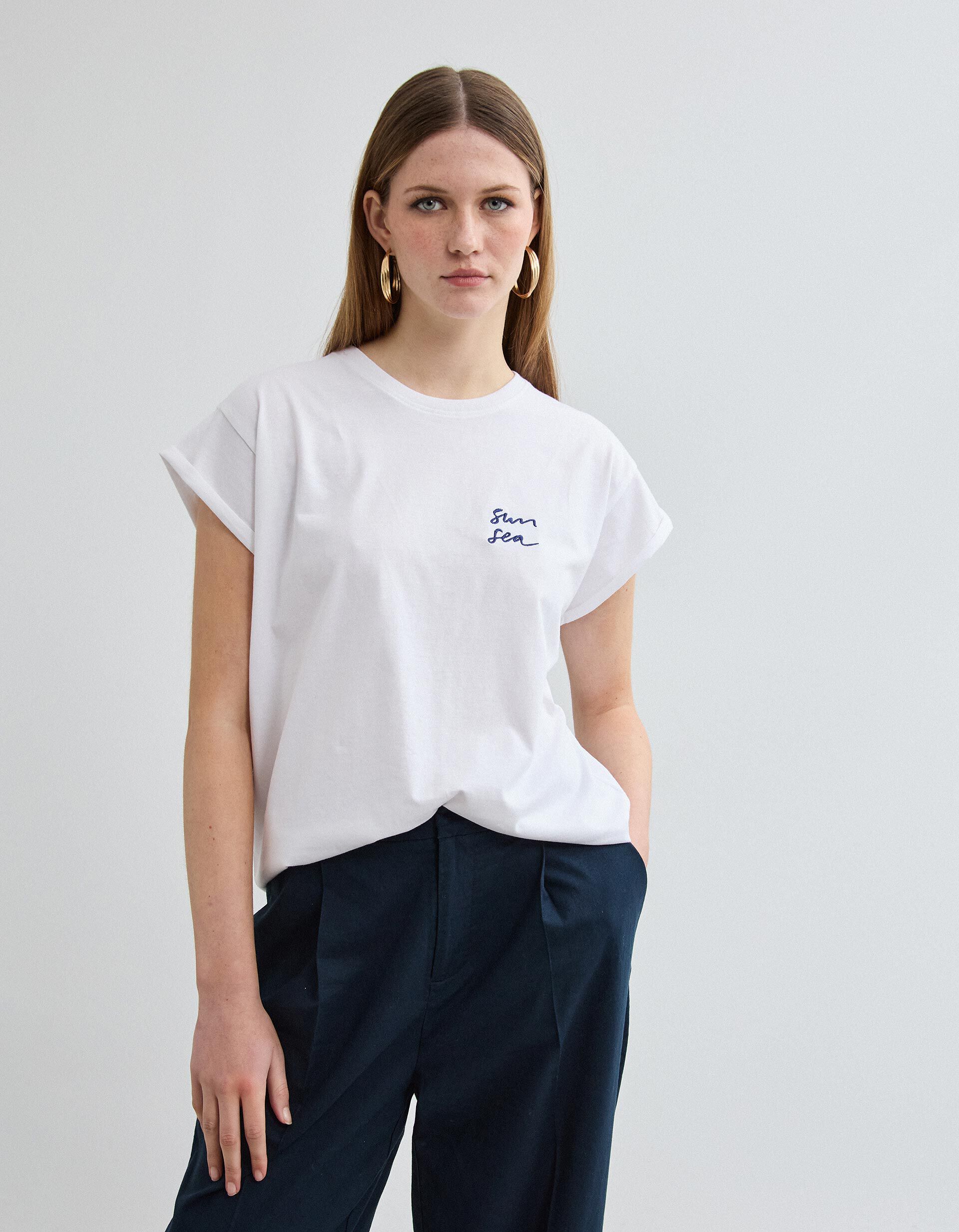 Comprar Online T-shirt Bordado, Mulher, Branco