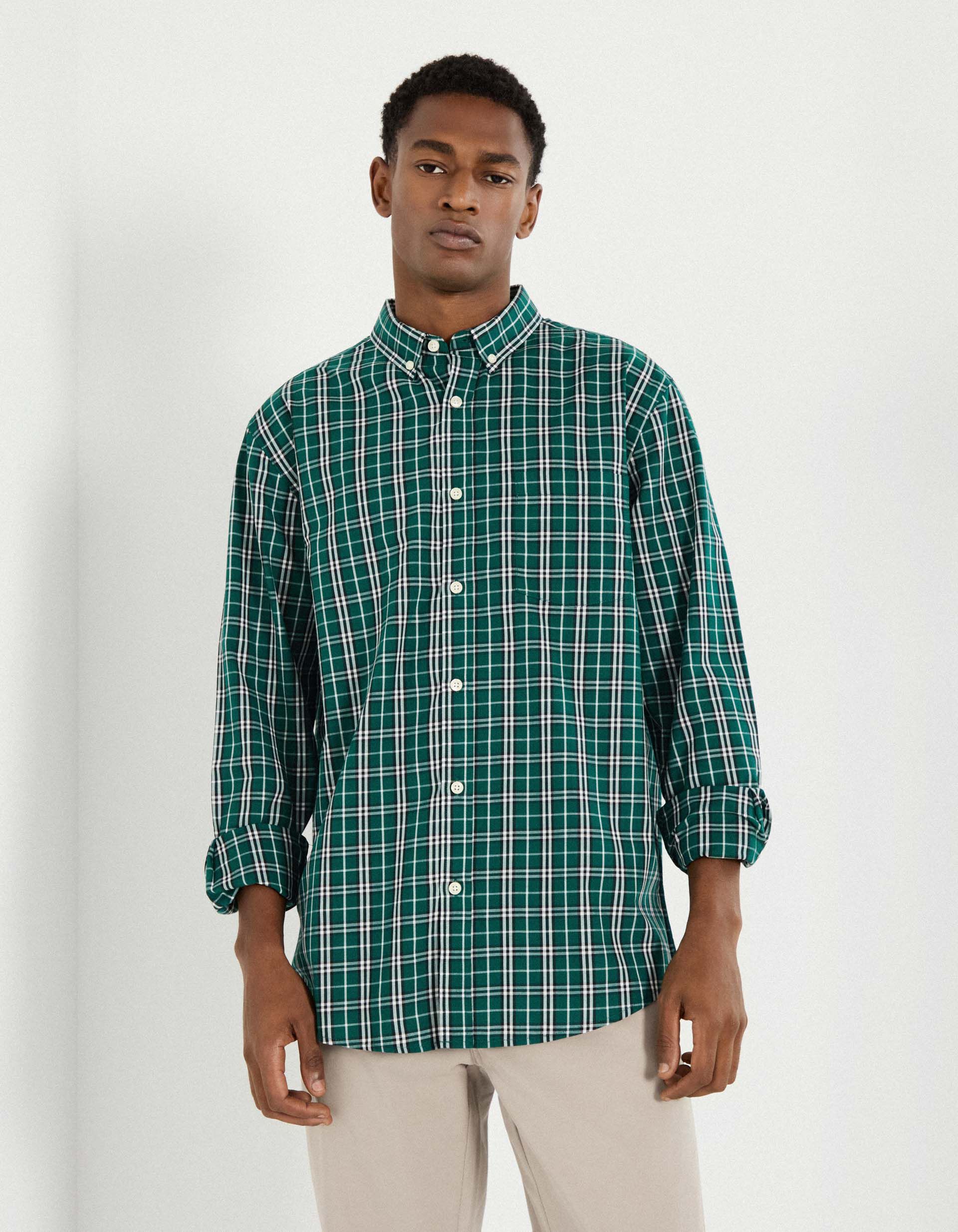 Comprar Online Camisa de Xadrez, Homem, Verde Escuro 