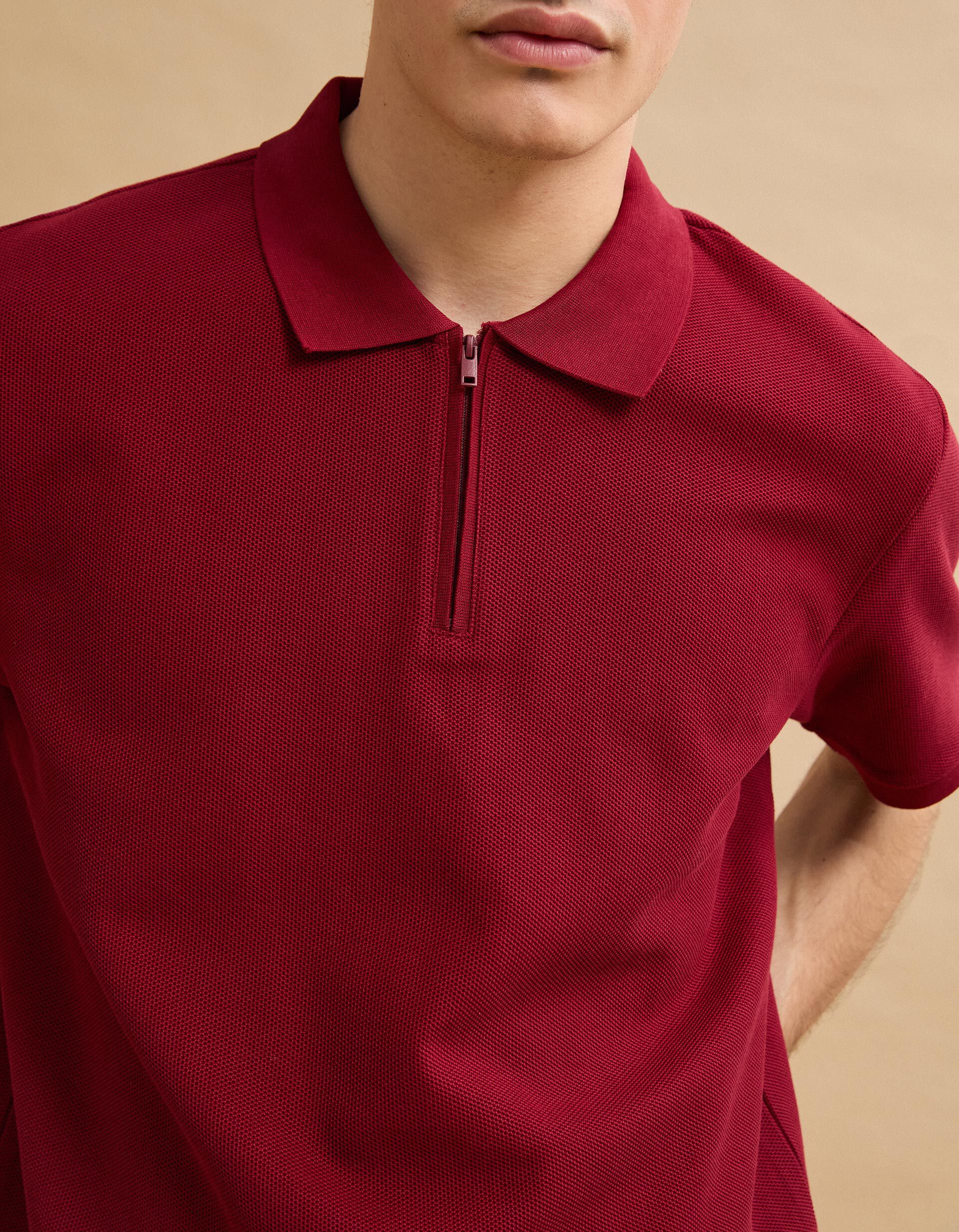 Comprar Online Polo com Fecho, Homem, Vermelho Escuro