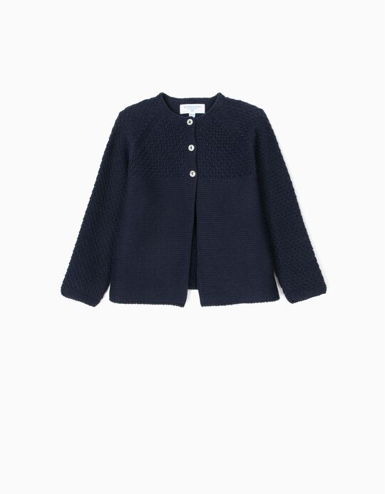 Casaco de Malha para Beb&eacute; Menina 'B&S', Azul Escuro