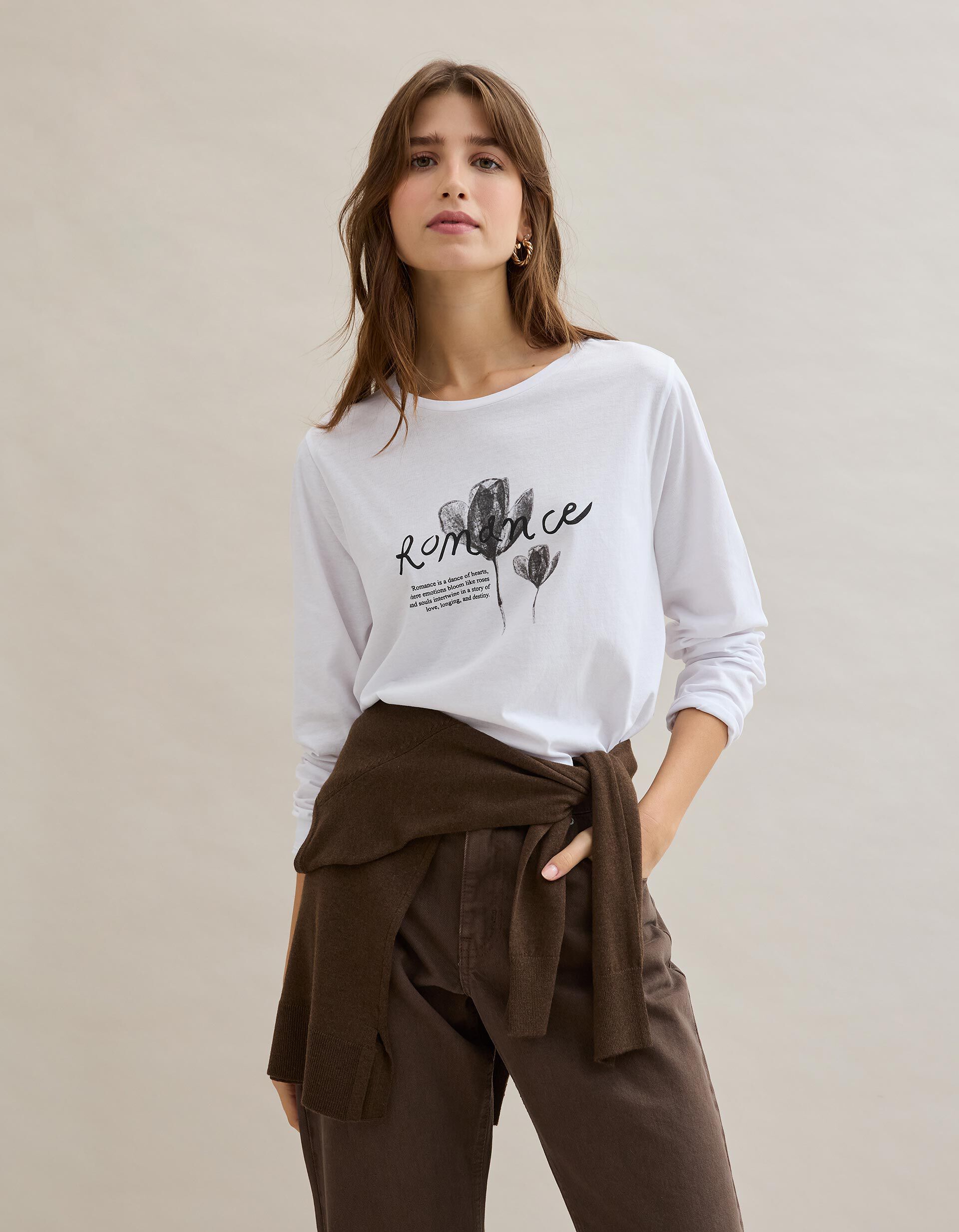 Comprar Online T-shirt Manga Comprida, Mulher, Branco