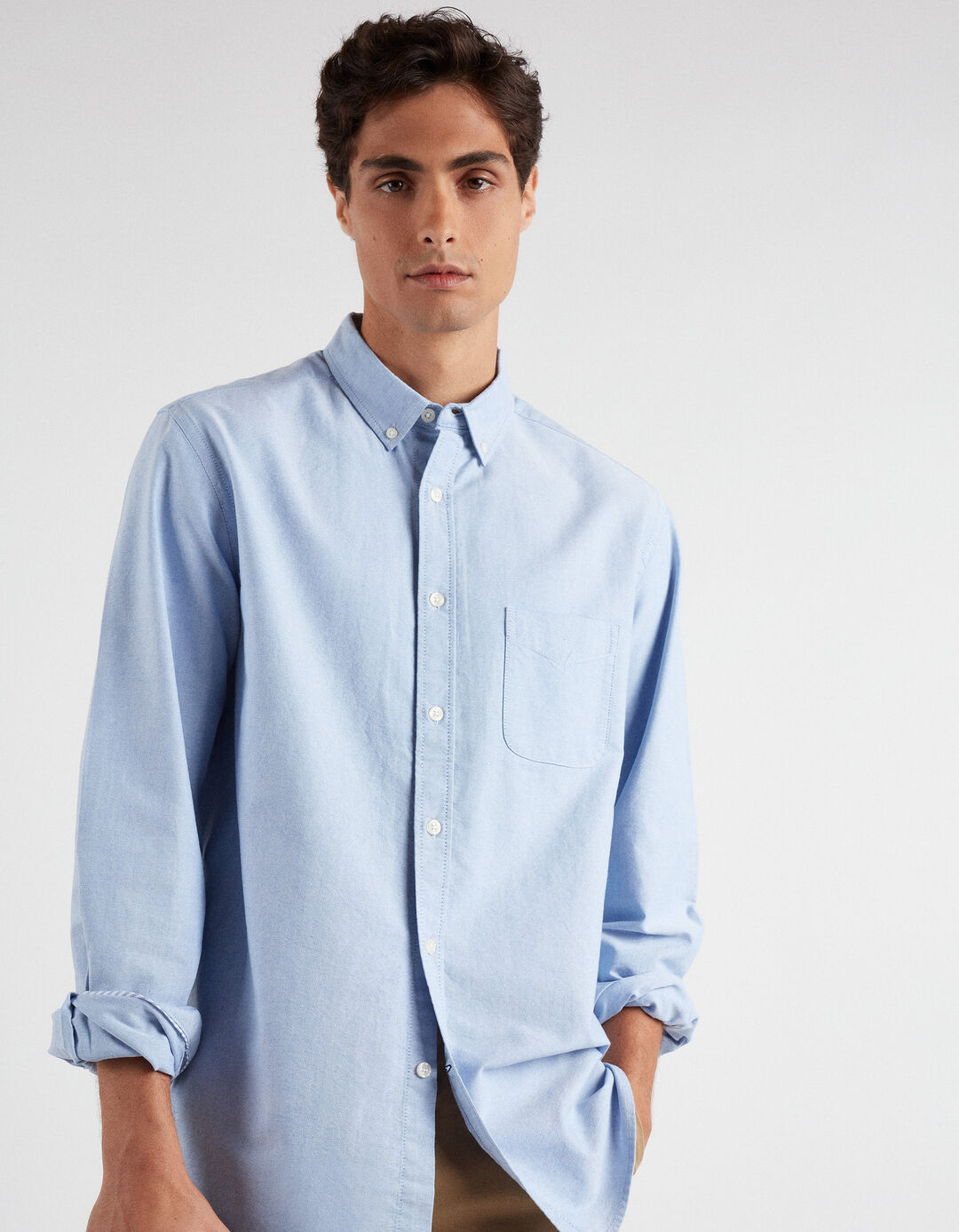 Camisa Oxford, Homem, Azul Claro