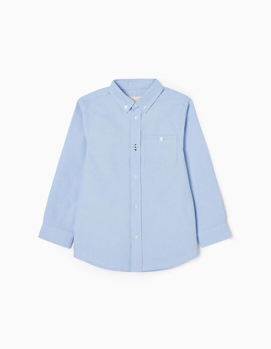 Long Sleeve Cotton Shirt for Boys, Blue
